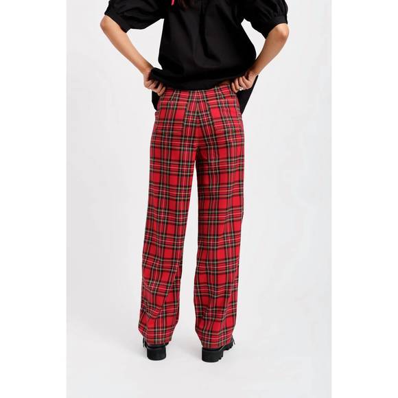 NEW ELIZA FAULKNER sam pant in red plaid - Picture 3 of 3